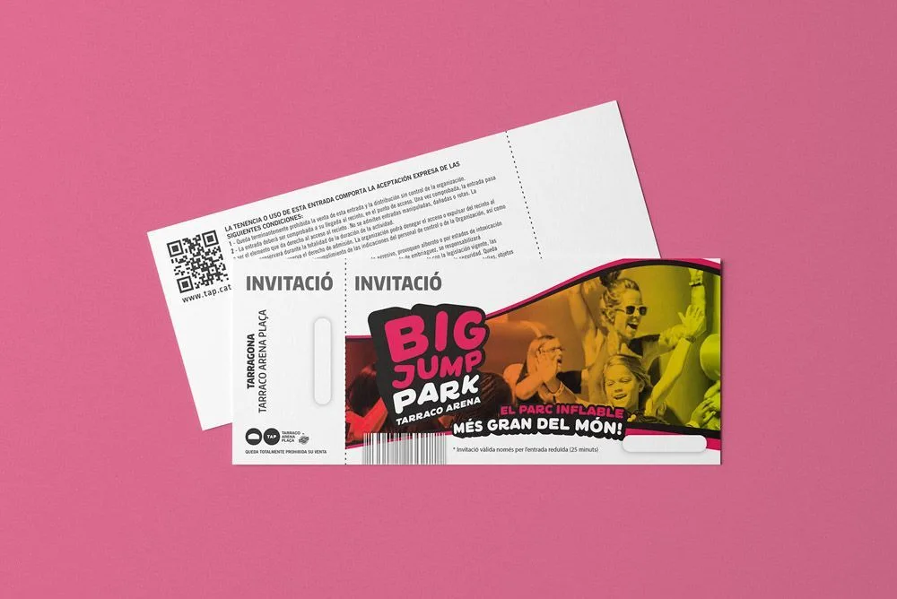 Invitación de Big Jump Park, anverso y reverso