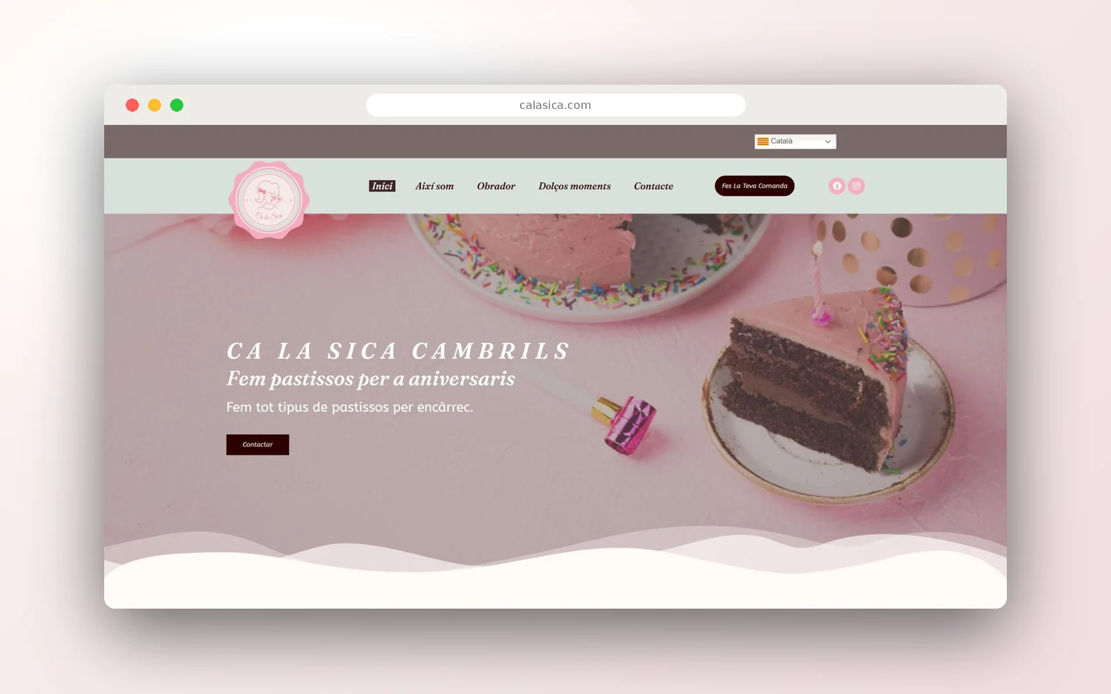 Página de inicio de la web de Ca la Sica