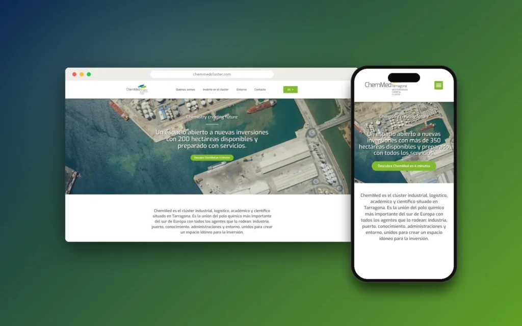 Web de ChemMed Cluster en ordenador y móvil