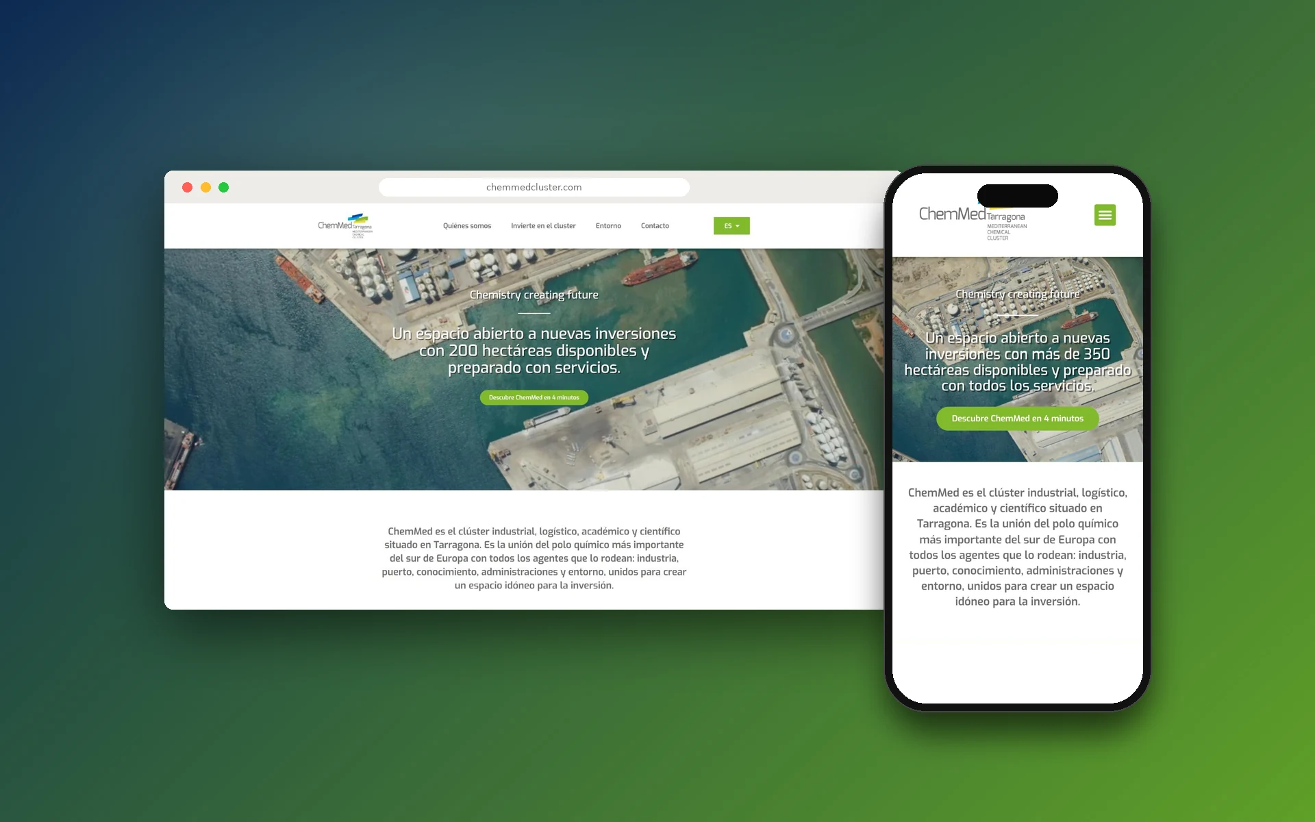 Web de ChemMed Cluster en ordenador y móvil