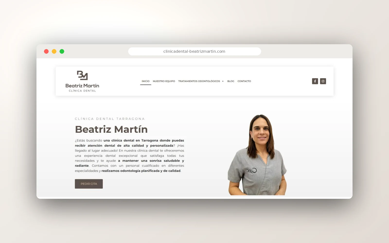 Página de inicio de la web de la Clínica Dental Beatriz Martín