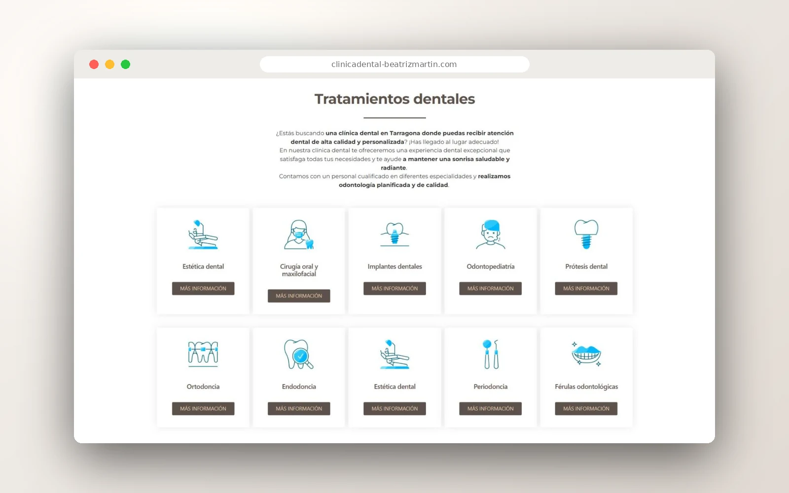 Tratamientos dentales en la web de la Clínica Dental Beatriz Martín