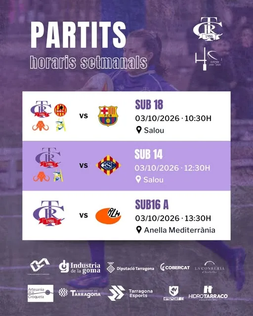 Publicación del Club Rugby Tarragona: Agenda deportiva