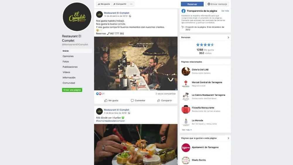 Página de Facebook de El Complet