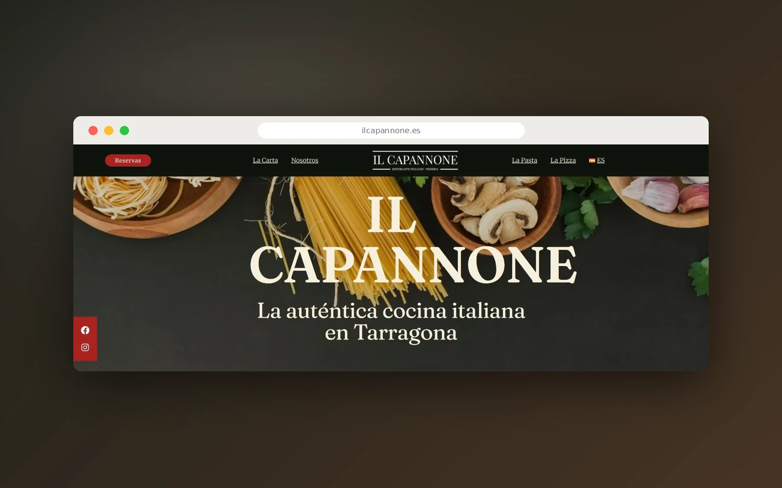 Página de inicio de la web de Il Capannone