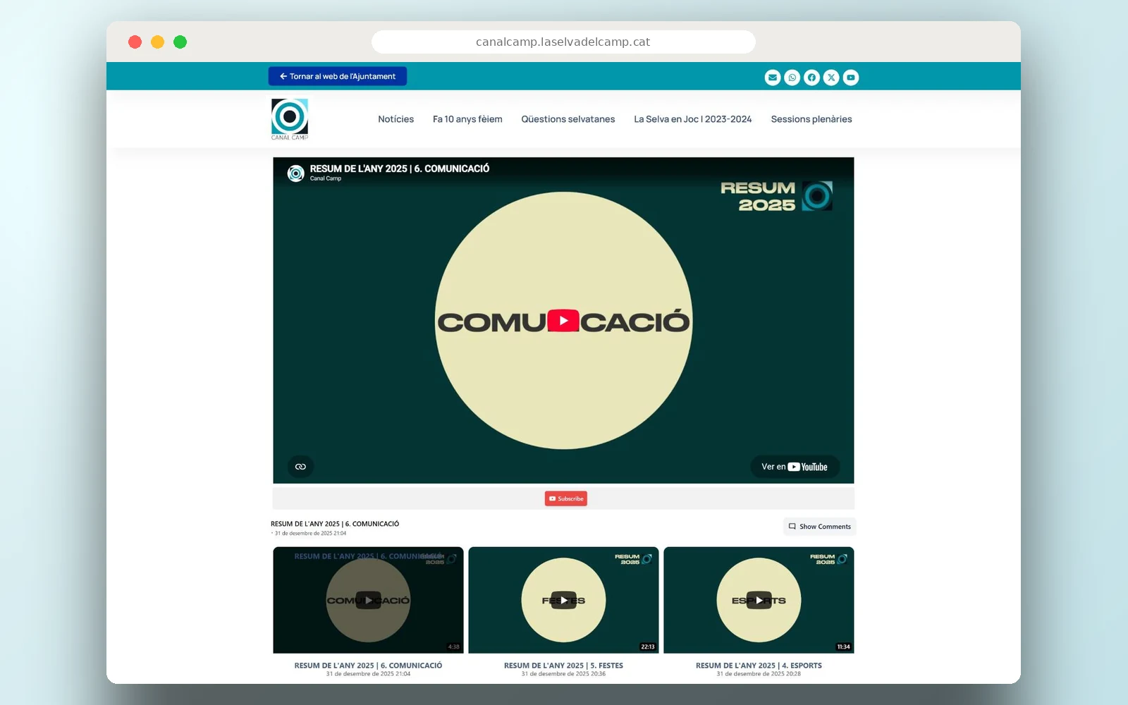 Web de Canal Camp, el canal de vídeo de la Selva del Camp