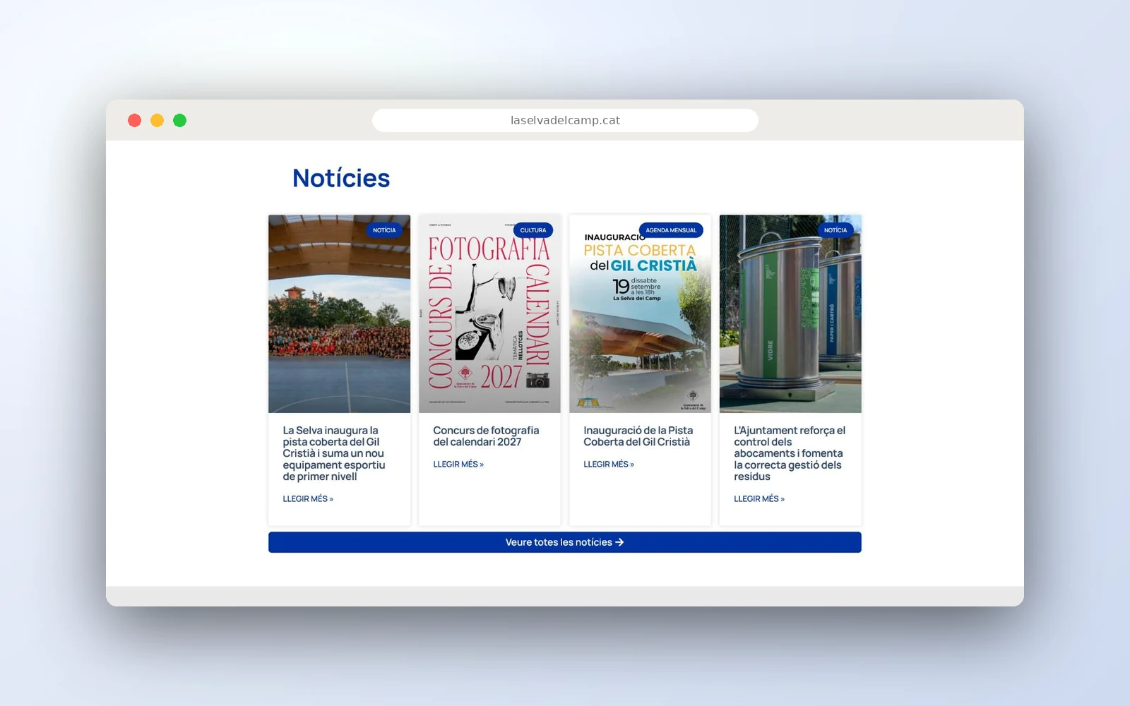 Sección de noticias del portal del Ayuntamiento de la Selva del Camp