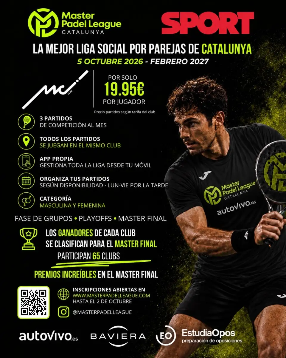 Cartel de la liga social de pádel por parejas Master Padel League