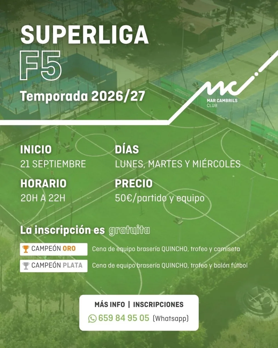 Cartel de la SuperLiga F5, temporada 2026/27, con fechas, horario y precio