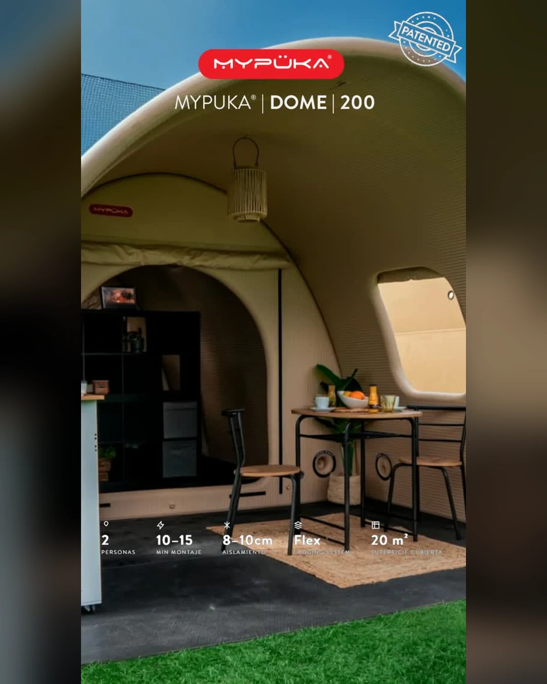 Portada del reel de Mypüka Dome 200 con el interior equipado de la unidad