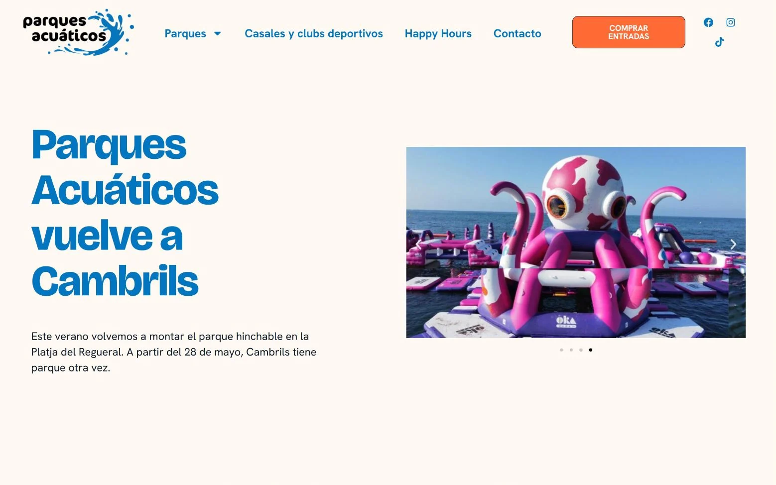 Ficha del parque de Cambrils en la web de Parques Acuáticos