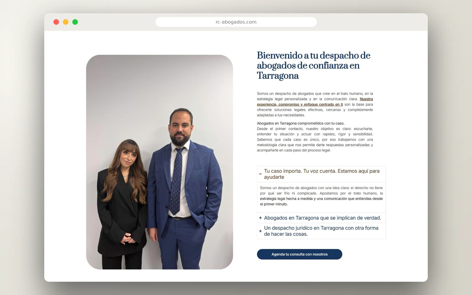 Sección del despacho en la web de RC Abogados