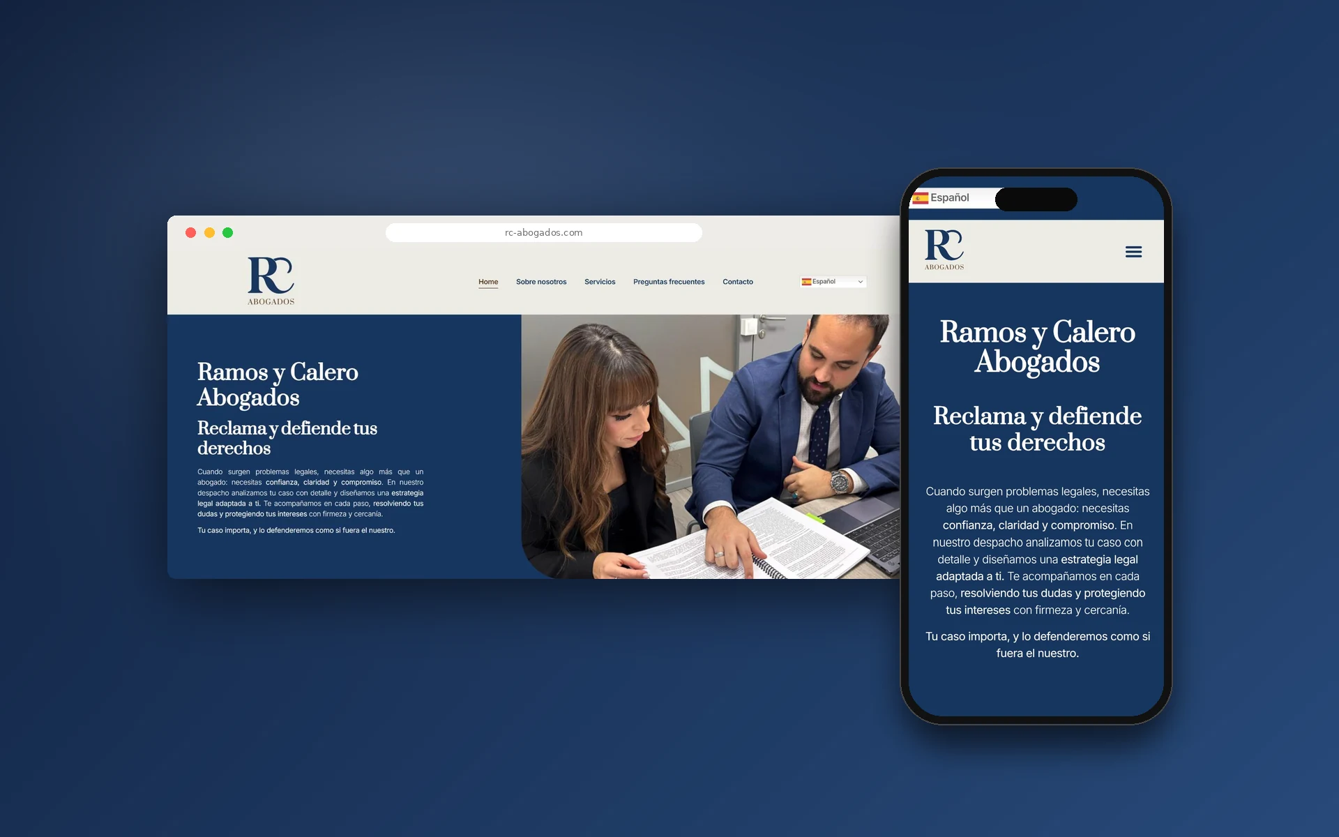 Web de RC Abogados en ordenador y móvil