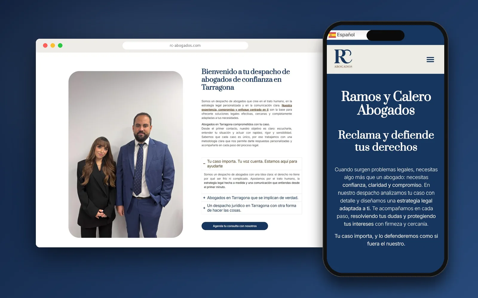 Web de RC Abogados en ordenador y versión móvil