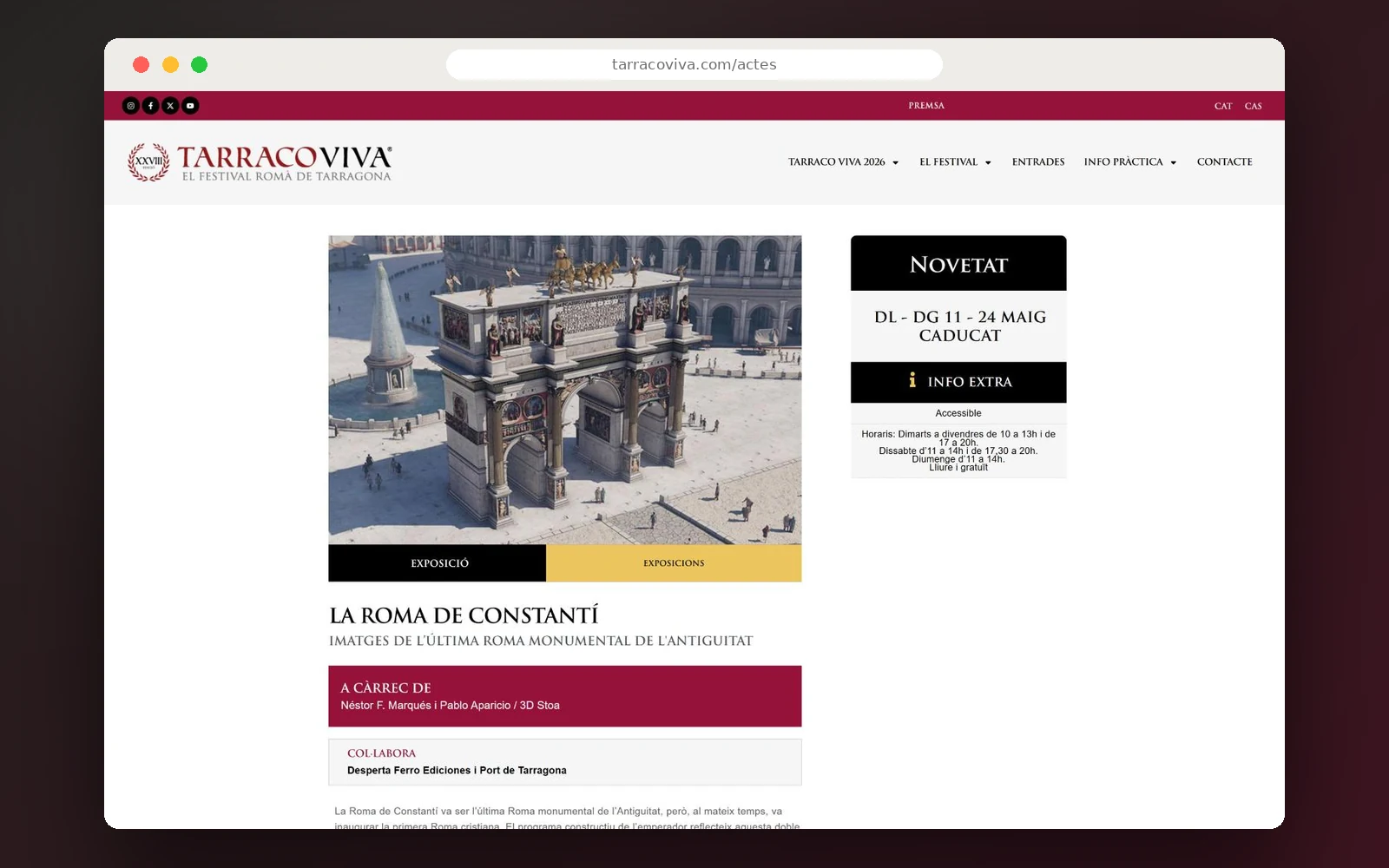 Ficha de actividad en la web de Tarraco Viva