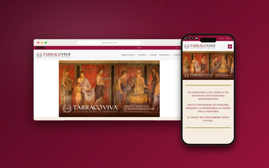 Web de Tarraco Viva en ordenador y móvil