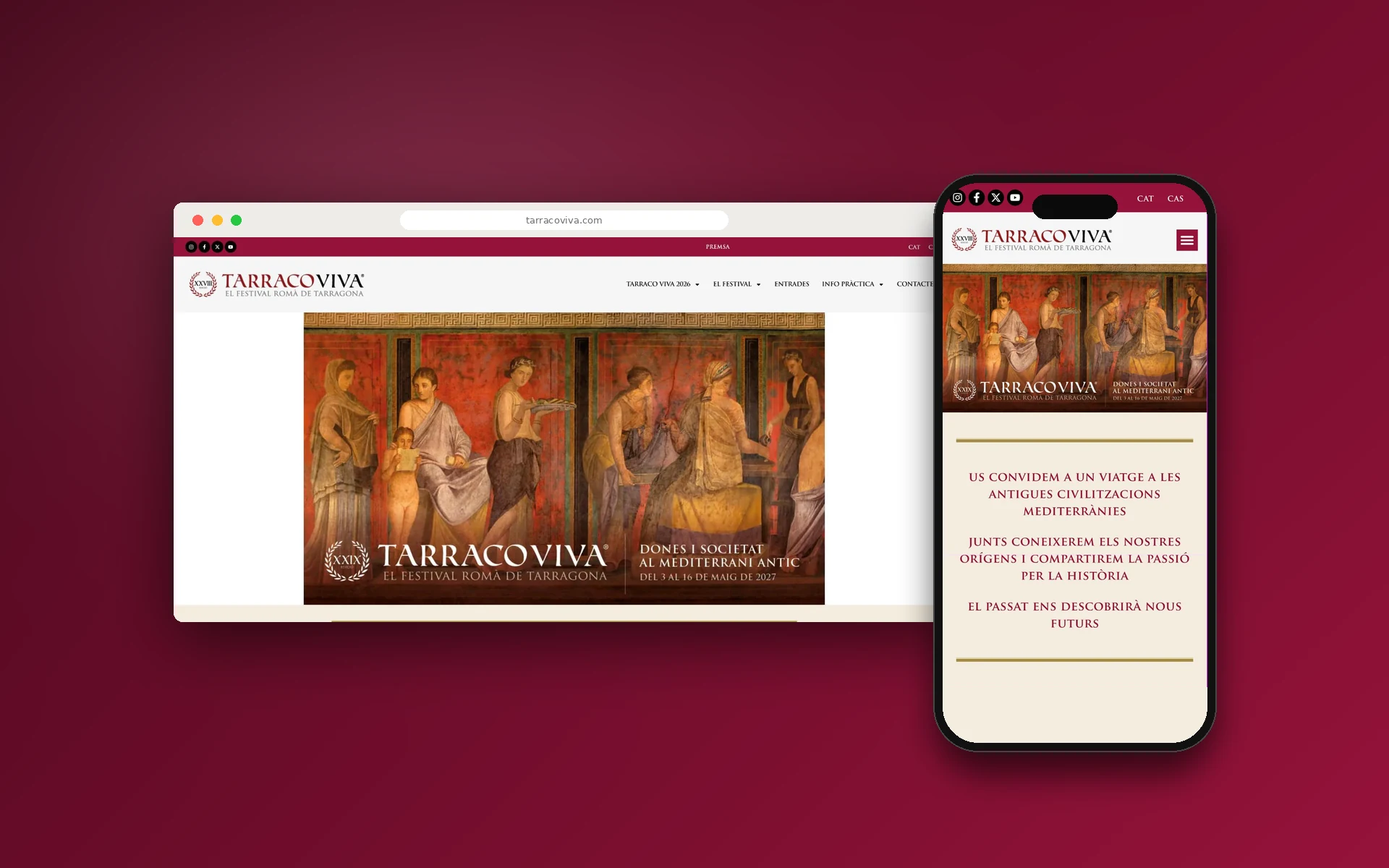 Web de Tarraco Viva en ordenador y móvil