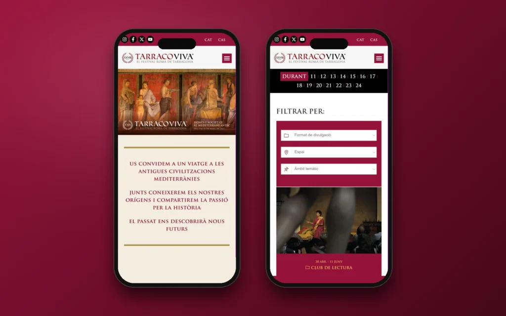 Versión móvil de la web de Tarraco Viva