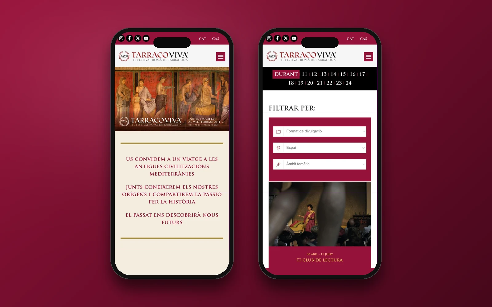 Versión móvil de la web de Tarraco Viva