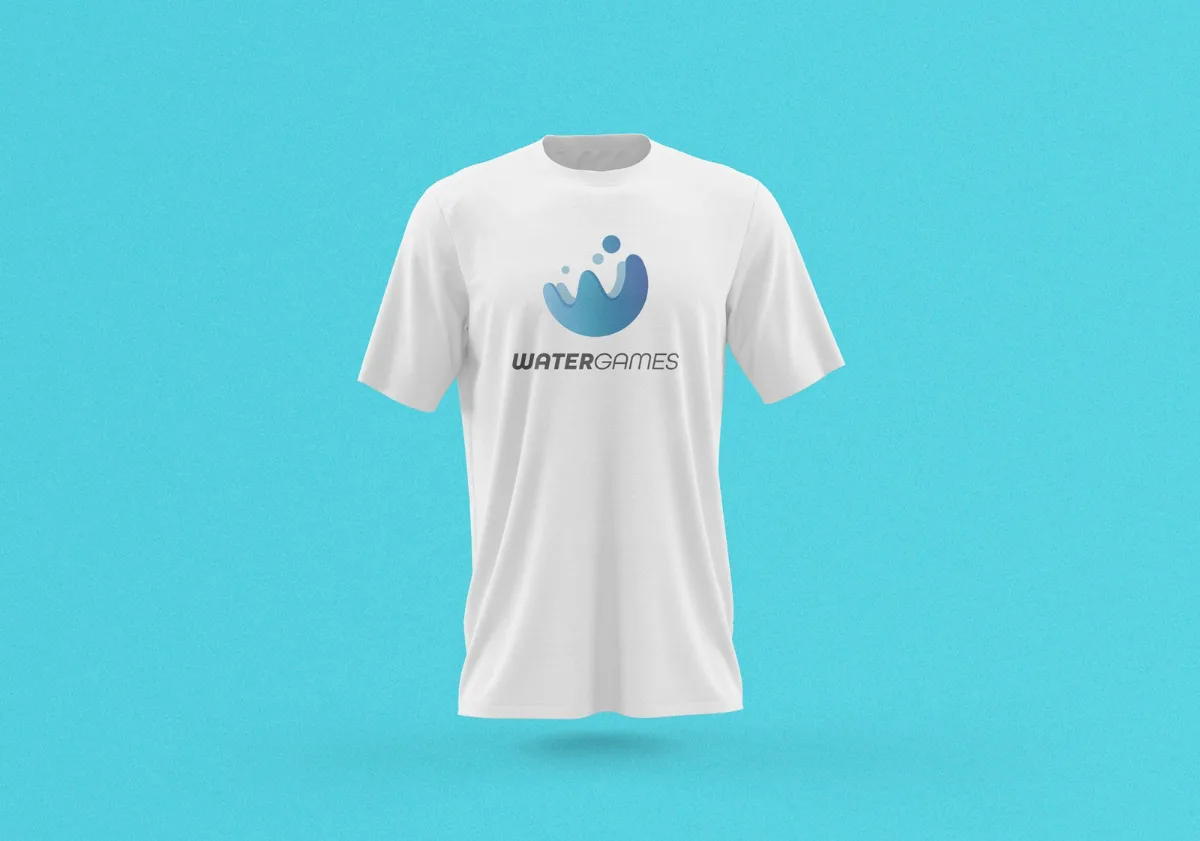 Camiseta blanca con el logotipo de Water Games